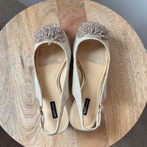 Alex Marie Beige Slingback Flats with Beaded Detail